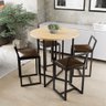 Conjunto Mesa 4 Cadeiras Estofado Tampo Pinus Redondo Industrial Black - 1