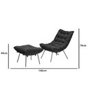 Ver imagem 3 de Poltrona Costela com Puff Adão Base Metal Preto - Veludo Preto