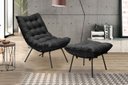 Ver imagem 1 de Poltrona Costela com Puff Adão Base Metal Preto - Veludo Preto