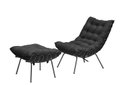 Ver imagem 2 de Poltrona Costela com Puff Adão Base Metal Preto - Veludo Preto