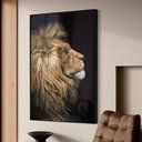 Ver imagem 1 de Quadro Decorativo Leão de Perfil em Moldura Caixa Tacolado Moldura Trad 1cm Preta com Vidro 40 X 60c