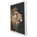 Ver imagem 2 de Quadro Decorativo Leão de Perfil em Moldura Caixa Tacolado Moldura Trad 1cm Preta com Vidro 40 X 60c