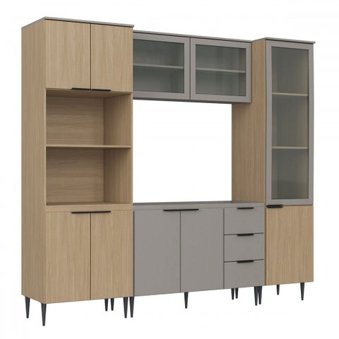 Cozinha Completa Lavínia 10 Portas 3 Gavetas com Vidro Imperial/fume - Jcarvalho