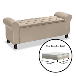 Divã Recamier Baú 1.30 para Cama de Casal Dubai Pávia Cappuccino - Lh Móveis - 5