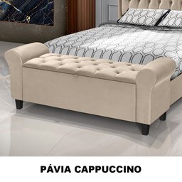 Divã Recamier Baú 1.30 para Cama de Casal Dubai Pávia Cappuccino - Lh Móveis - 4