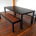 Ver imagem 4 de Mesa Grande Retangular 2,40x1,00m Tampo Ripado Alumínio Área Externa e Jantar Preto