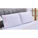 Ver imagem 4 de Jogo lençol Floral quarto casal king bordado 4 peças 2fronha:Branco com Salmão