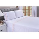 Ver imagem 2 de Jogo lençol Floral quarto casal king bordado 4 peças 2fronha:Branco com Salmão