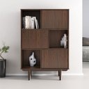 Ver imagem 1 de Estante para Livros Office 3 Portas 3 Nichos Madeira Imbuia Simona Idimex