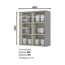 Armário Aéreo para Cozinha 80cm 2 Portas Ketlin  - 2