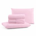 Ver imagem 1 de Jogo de Lençol Queen Premium Soft 600 Fios Micropercal Rosa Bebê Ponto Palito Toque Macio 4 Peças