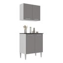 Ver imagem 1 de Kit Armário de Cozinha Aéreo com Balcão 70cm 4 Portas Pequim Multimóveis Mp2380 Branco/lacca Fum