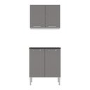 Ver imagem 6 de Kit Armário de Cozinha Aéreo com Balcão 70cm 4 Portas Pequim Multimóveis Mp2380 Branco/lacca Fum