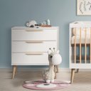 Ver imagem 4 de Cômoda Infantil 3 Gavetas Mdf Branco com Carvalho Malva Linha Retrô - Quater