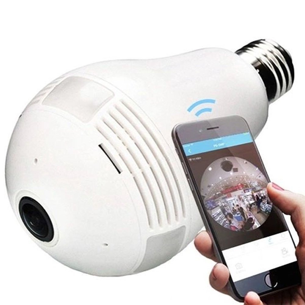 Lâmpada LED Câmera Espiã HD Wi-fi Panorâmica 360° com Soquete Mundo Thata - 3