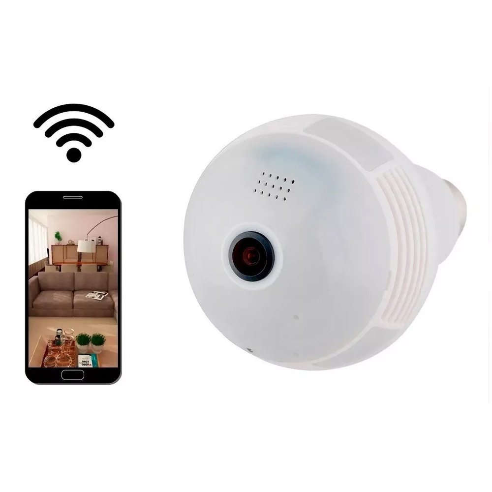 Lâmpada LED Câmera Espiã HD Wi-fi Panorâmica 360° com Soquete Mundo Thata - 6