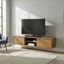 Ver imagem 6 de Rack para TV até 75 Polegadas MDF 180cm Pés em Madeira Maciça 2 Portas Correr Origem Marrom Angelim