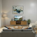 Ver imagem 5 de Rack para TV até 75 Polegadas MDF 180cm Pés em Madeira Maciça 2 Portas Correr Origem Marrom Angelim