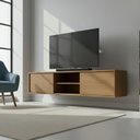 Ver imagem 1 de Rack para TV até 75 Polegadas MDF 180cm Pés em Madeira Maciça 2 Portas Correr Origem Marrom Angelim