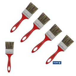 Kit 5 Pincel Trinchas Para Pintura Tigre Media 500 2 Polegadas Cerda Gris Parede Látex Acrílico - 1