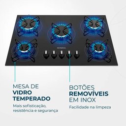 Fogão Cooktop 5 Bocas a Gás Mondial Ctg-02 Preto/inox Bivolt - 6