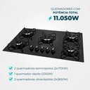 Ver imagem 5 de Fogão Cooktop 5 Bocas a Gás Mondial Ctg-02 Preto/inox Bivolt