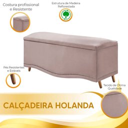 Conjunto Cabeceira e Calçadeira Holanda 140cm Veludo Rosê Speciale Home - 11