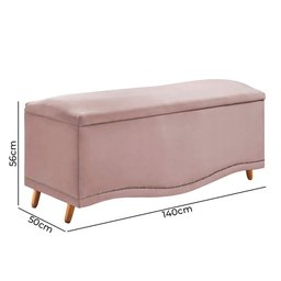 Conjunto Cabeceira e Calçadeira Holanda 140cm Veludo Rosê Speciale Home - 10