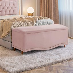 Conjunto Cabeceira e Calçadeira Holanda 140cm Veludo Rosê Speciale Home - 7