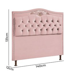 Conjunto Cabeceira e Calçadeira Holanda 140cm Veludo Rosê Speciale Home - 5