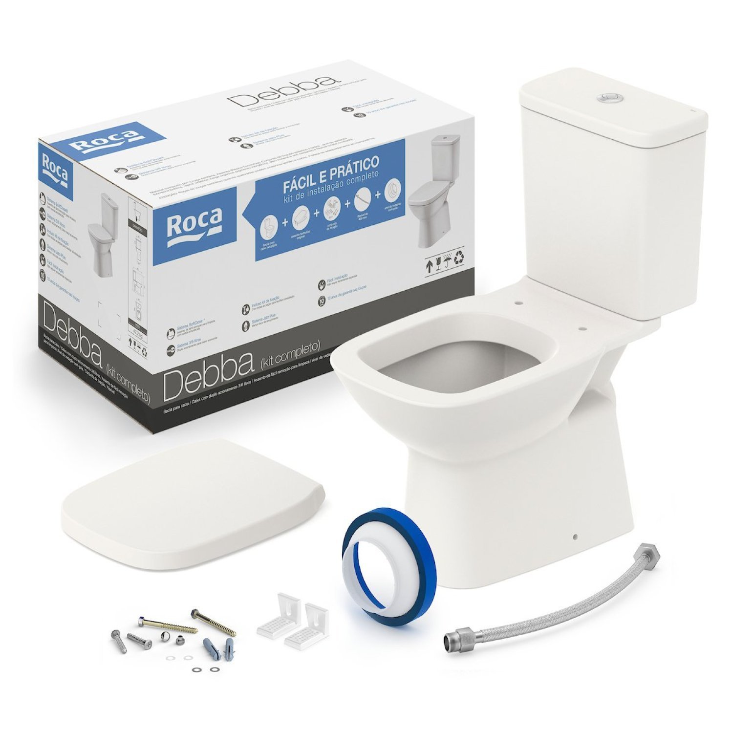Kit Vaso Sanitário com Caixa Acoplada e Assento Soft Close Debba Classic Roca - 2