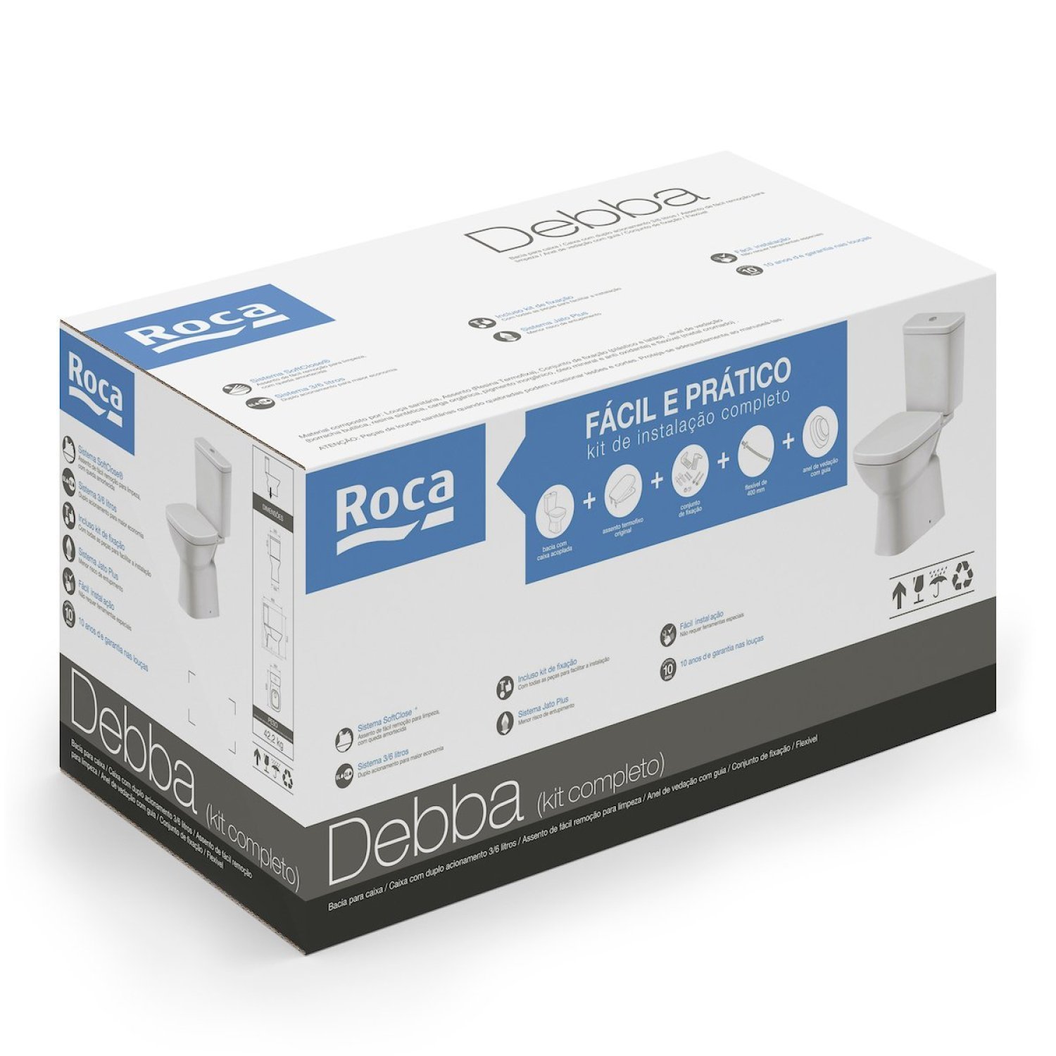 Kit Vaso Sanitário com Caixa Acoplada e Assento Soft Close Debba Classic Roca - 7