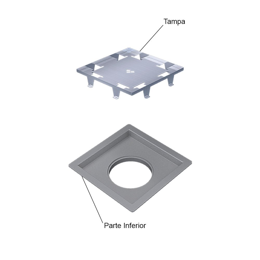 Ralo Inox Quadrata 15x15 Base em Pvc com Tampa Invisível - 2