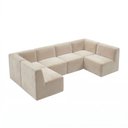 Ver imagem 2 de Sofá Modular Boucle Kit 6 Módulos Sofá em U 4 Meios e 2 Cantos Espuma Premium a Vácuo 4,62m - Bege