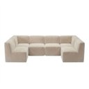 Ver imagem 1 de Sofá Modular Boucle Kit 6 Módulos Sofá em U 4 Meios e 2 Cantos Espuma Premium a Vácuo 4,62m - Bege