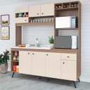 Ver imagem 1 de Cozinha Pequena Retrô Sabrina 182 Cm Armário Forno/micro Balcão Pia Mdp Teka Champanhe - Clicklar