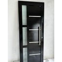 Ver imagem 2 de Porta de Alumínio 210 x 100 Com Vidro -  Lambri Duplo PRETA