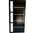 Ver imagem 1 de Porta de Alumínio 210 x 100 Com Vidro - Lambri Duplo PRETA