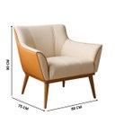 Ver imagem 4 de Poltrona Decorativa Berlim Branca em Courino e Veludo Pés Palito