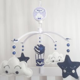MOBILE PARA BERÇO MUSICAL GIRATÓRIO CHUVA DE AMOR BALÃO MARINHO - 1