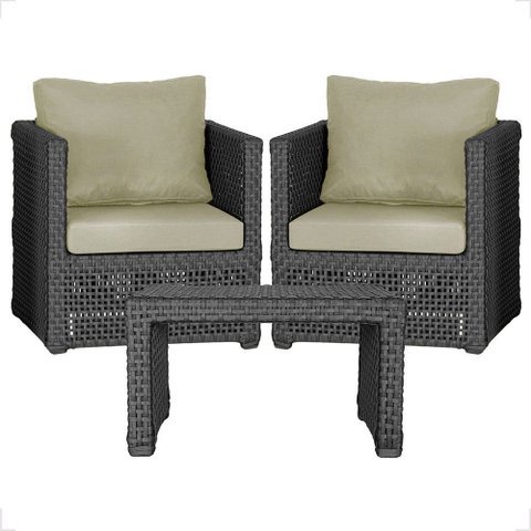 Mesa Centro e 2 Poltronas Madri Corda Náutica Estofado 7 Trama Original