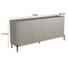 Balcão Buffet P/ Sala Porta Brise 180cm Pés Metal 100% Mdf Cor:grigio com Preto - 3