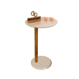 Mesa de Apoio Lateral para Sofá Monopé com Vidro Off White - 1