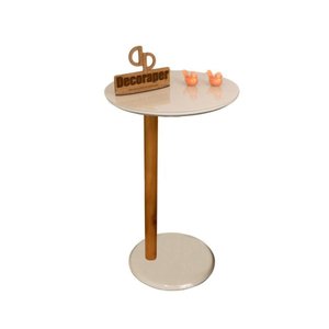 Mesa de Apoio Lateral para Sofá Monopé com Vidro Off White