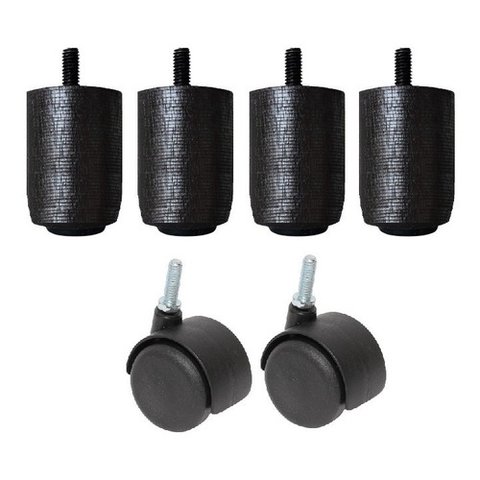 Kit Pés 6,5cm Madeira 4x2 Preto Cama Box ou Baú Solteiro P63