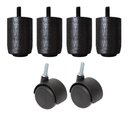 Ver imagem 1 de Kit Pés 6,5cm Madeira 4x2 Preto Cama Box ou Baú Solteiro P63