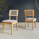 Ver imagem 2 de Conjunto Mesa de Jantar Retangular MDF 4 Cadeiras Estofadas Tela Carvalho Rose/Bege Rústico - Dalla