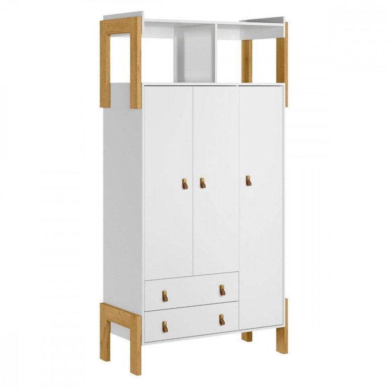 Guarda Roupa Infantil Fantasia 3 Portas 2 Gavetas Branco Qmovi