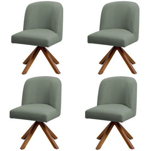 Kit 04 Cadeiras de Jantar Cléo Base Giromad Linho Verde - Nexta Casa