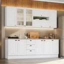 Ver imagem 2 de Cozinha Completa Americana 7 Peças Branco com Aéreo Vidro - Móveis Henn